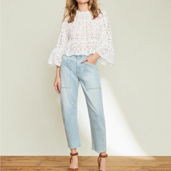 Veronica Beard Emmalyn Eyelet Top in White size 2 - Picture 4 of 16